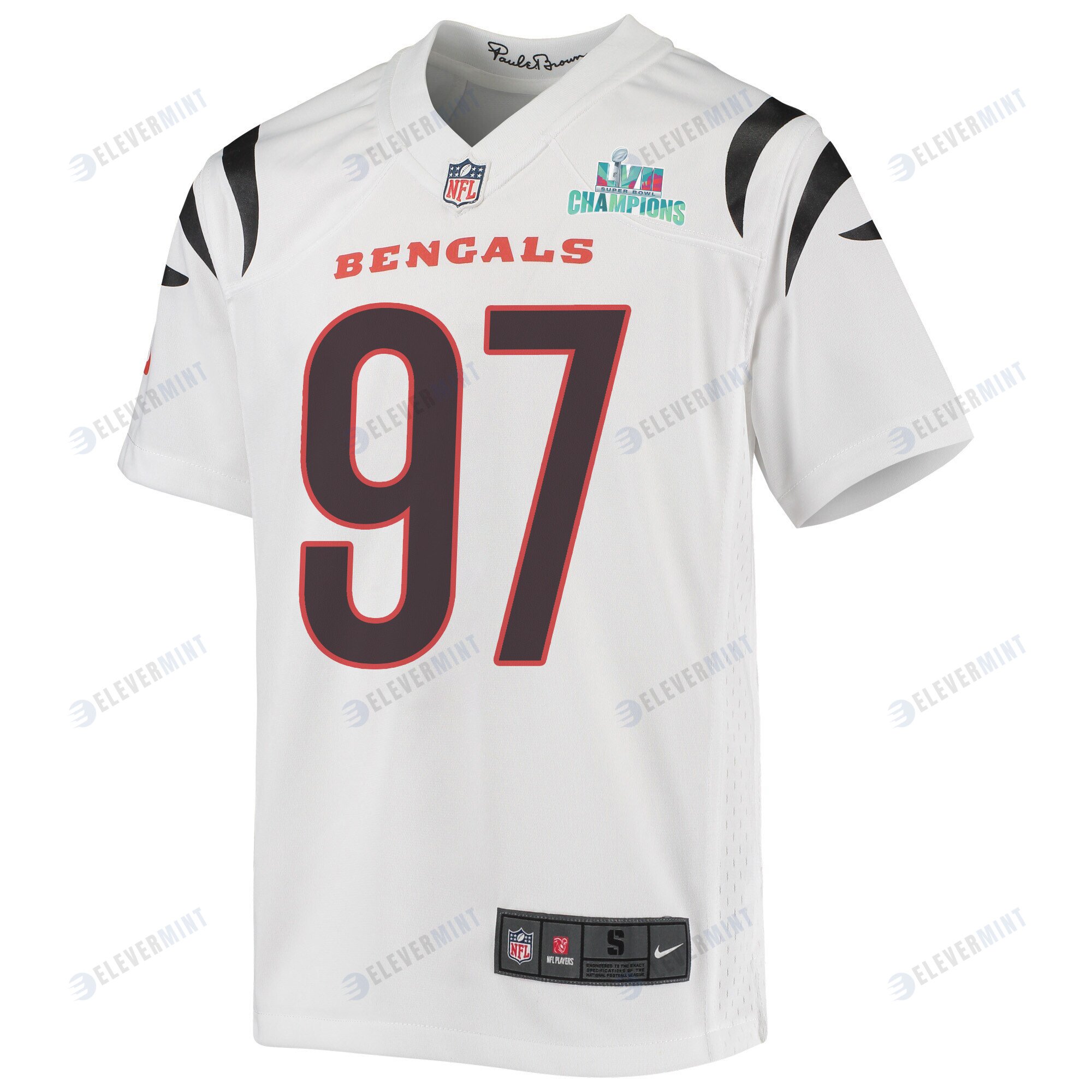 Jay Tufele 97 Cincinnati Bengals Super Bowl LVII Champions Youth Game Jersey - White
