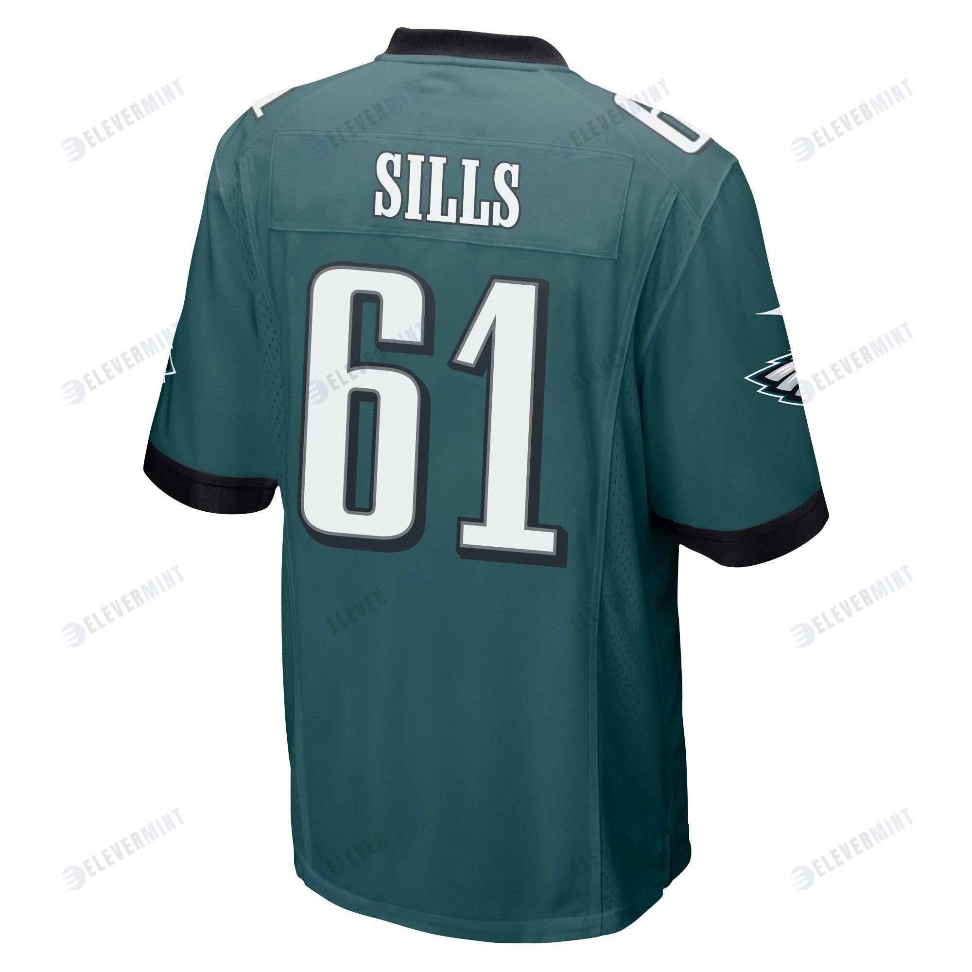 Josh Sills 61 Philadelphia Eagles Super Bowl LVII Champions 2 Stars Men Game Jersey - Midnight Green