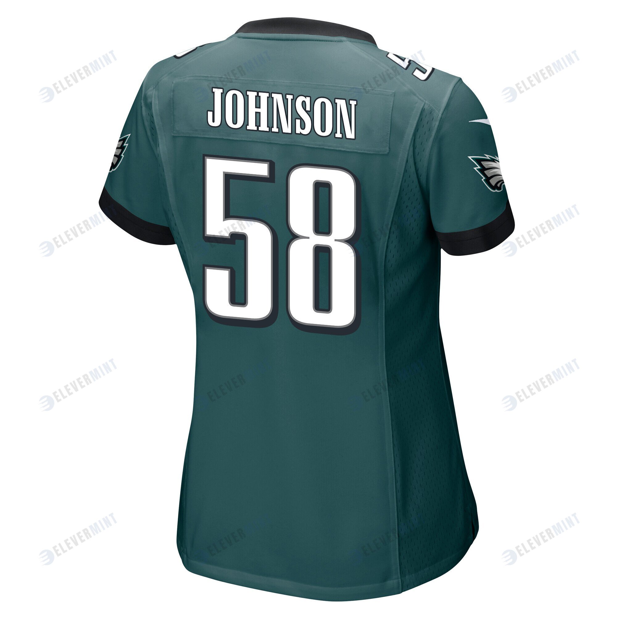 Kyron Johnson 58 Philadelphia Eagles Super Bowl LVII Champions Women Game Jersey - Midnight Green