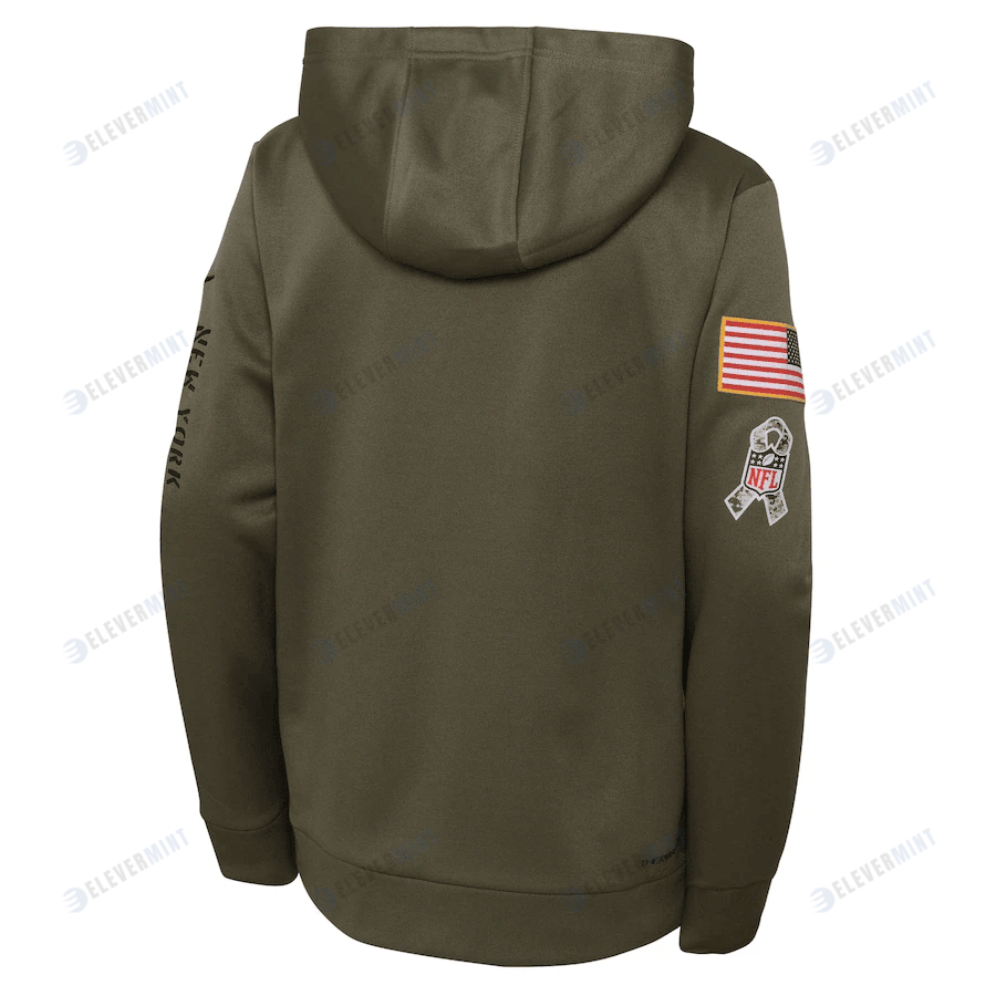 New York Giants Youth 2022 Salute To Service Performance Pullover Hoodie - Olive