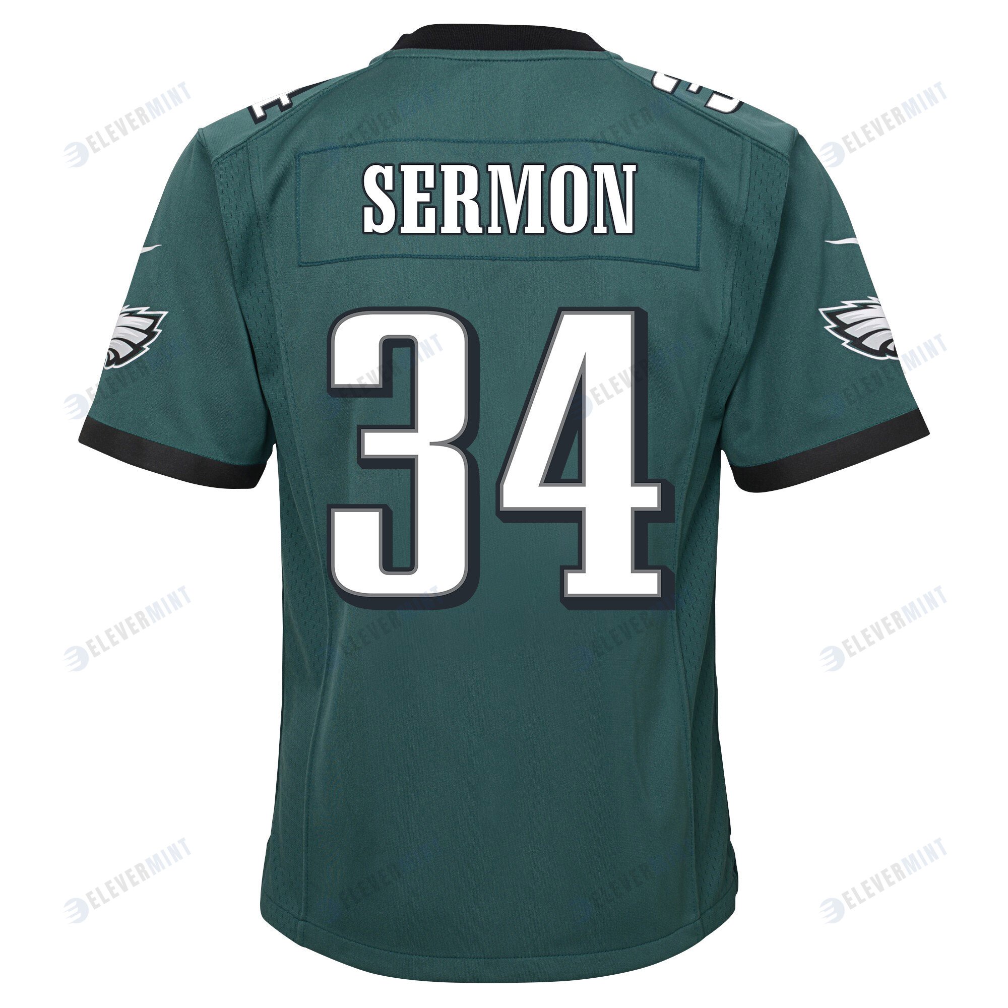 Trey Sermon 34 Philadelphia Eagles Super Bowl LVII Champions 2 Stars 2 Stars Youth Game Jersey - Black