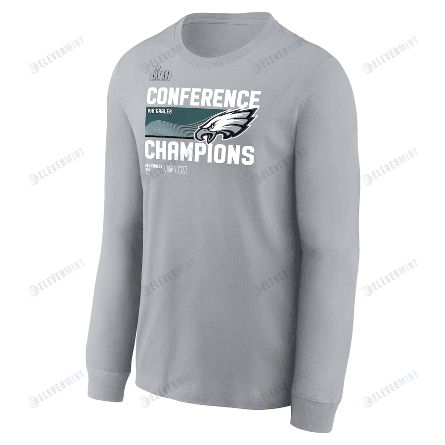 Philadelphia Eagles 2022 NFC Champions Locker Room Trophy Collection Long Sleeve T-Shirt - Gray