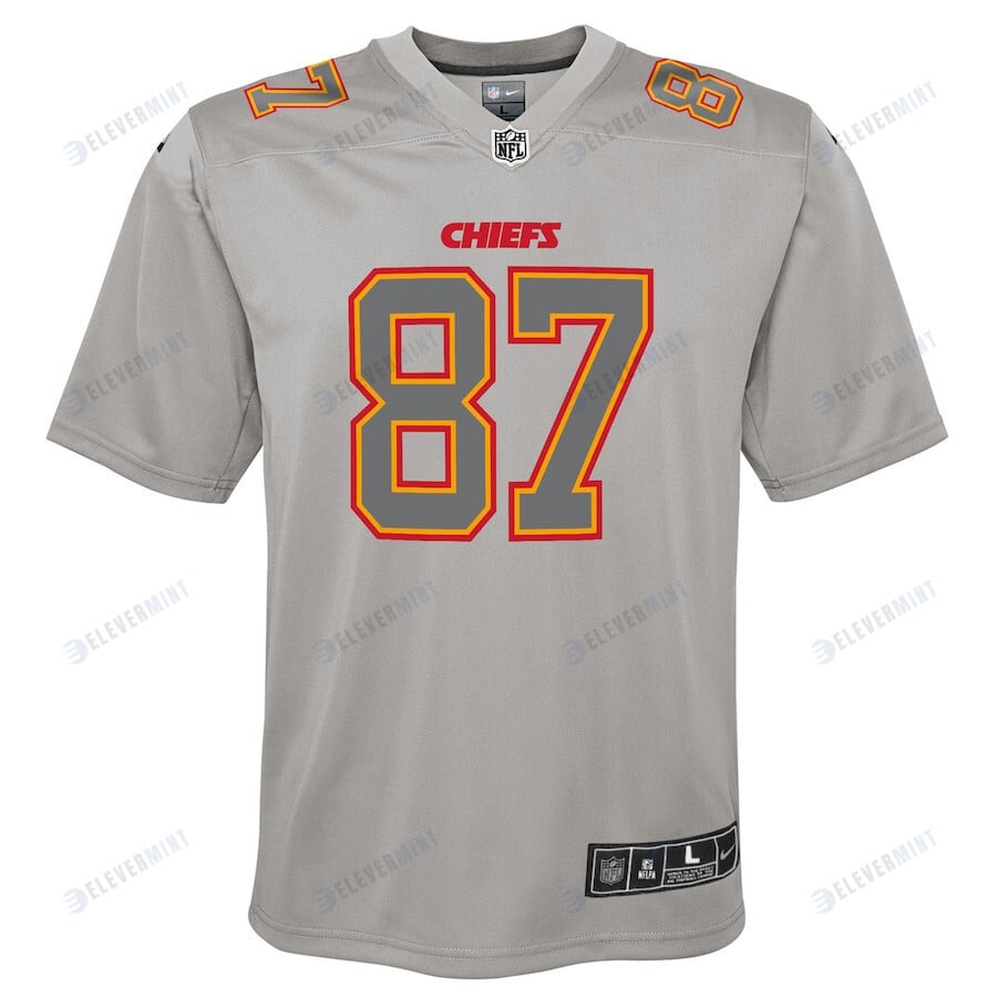 Travis Kelce 97 Kansas City Chiefs Youth Atmosphere Game Jersey - Gray
