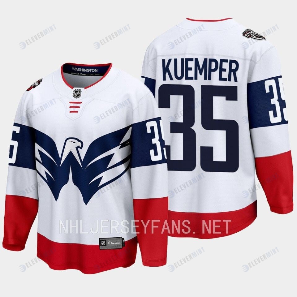 Darcy Kuemper 35 Washington Capitals 2023 Jersey Stadium White Primegreen