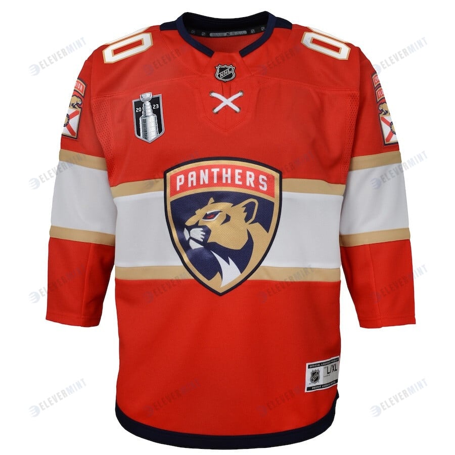 Custom 00 Florida Panthers Youth 2023 Stanley Cup Final Home Jersey - Red