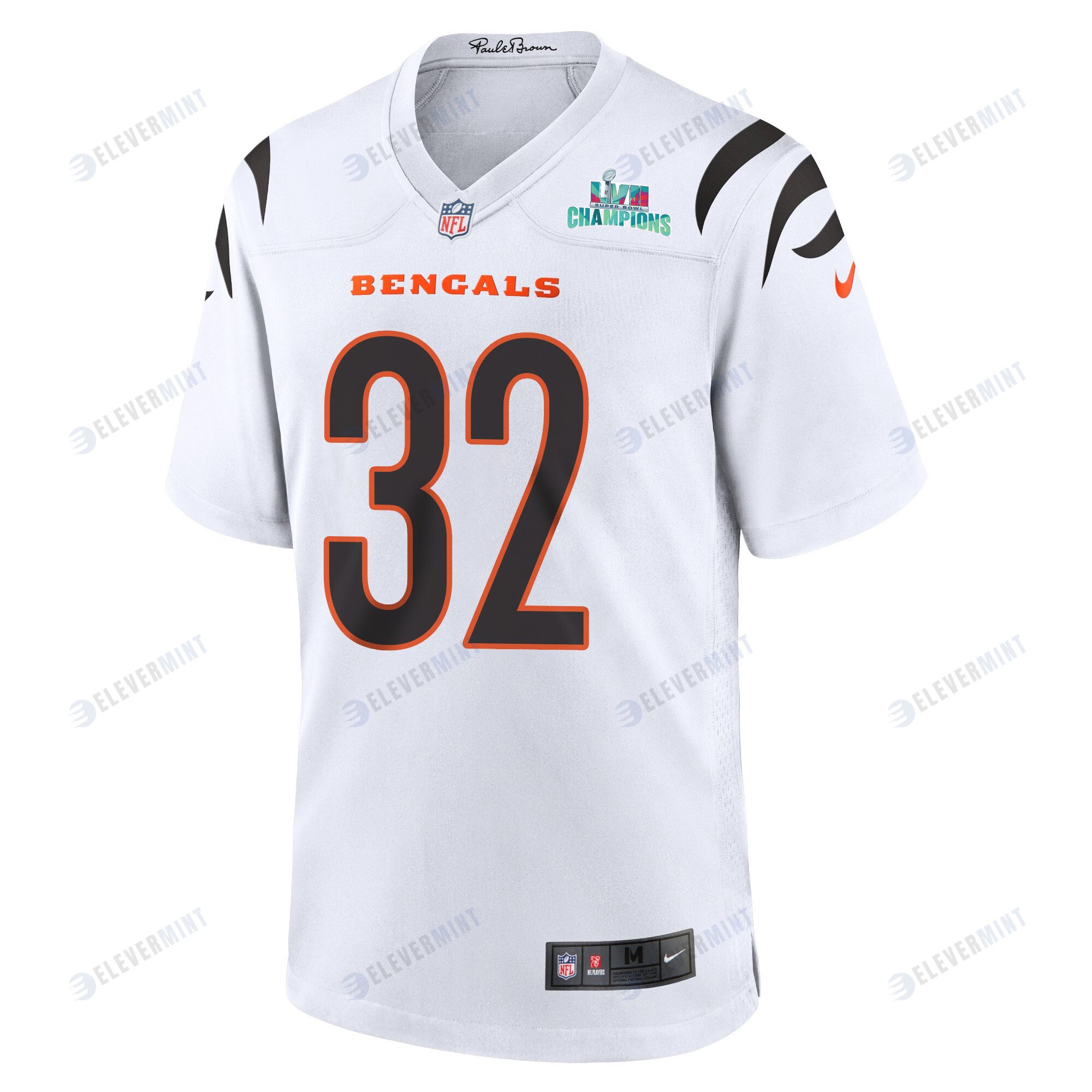 Trayveon Williams 32 Cincinnati Bengals Super Bowl LVII Champions Men Game Jersey - White