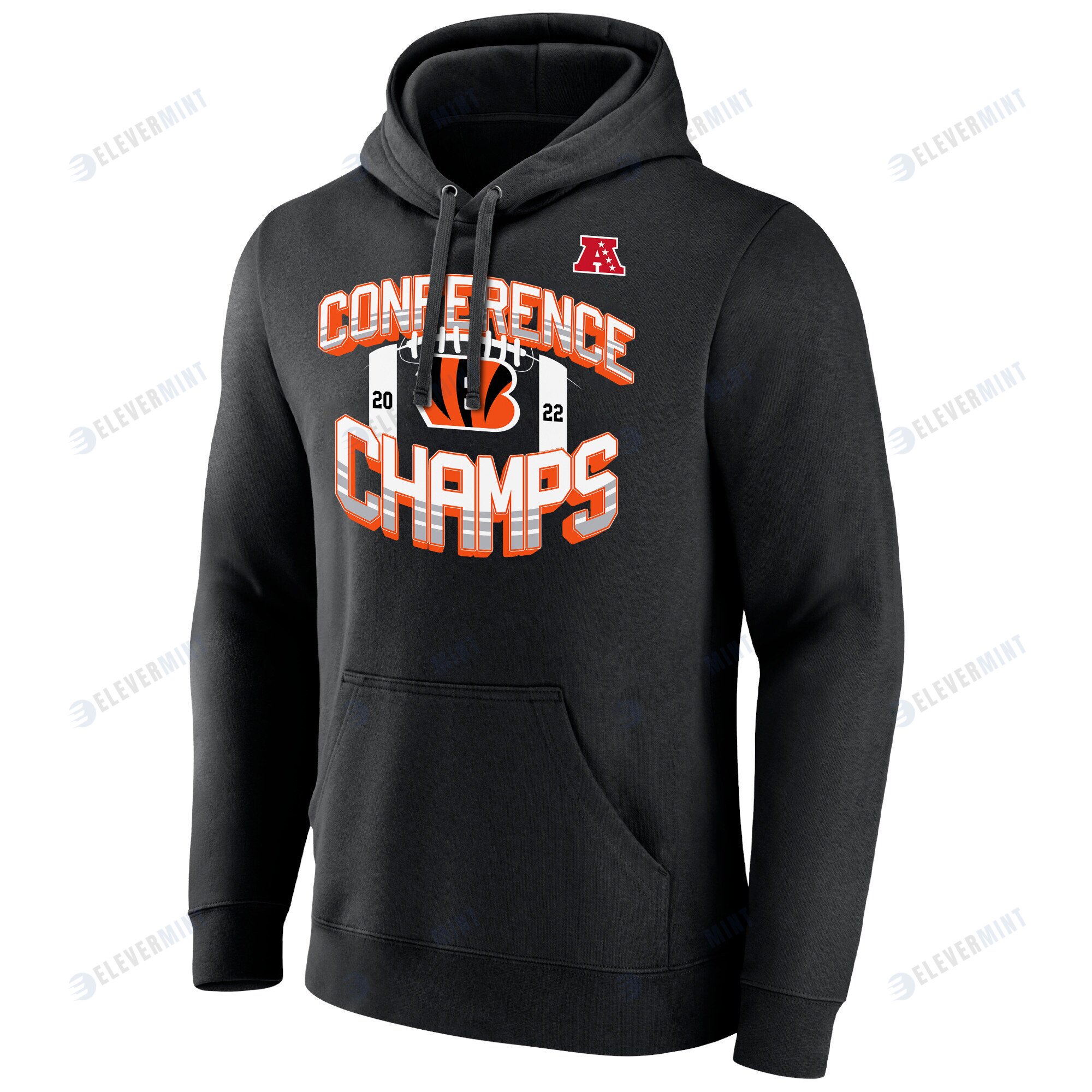 Cincinnati Bengals 2022 AFC Conference Champions Icon Bold Pullover Hoodie - Black