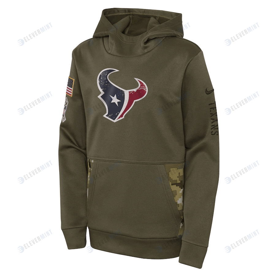 Houston Texans Youth 2022 Salute To Service Performance Pullover Hoodie - Olive