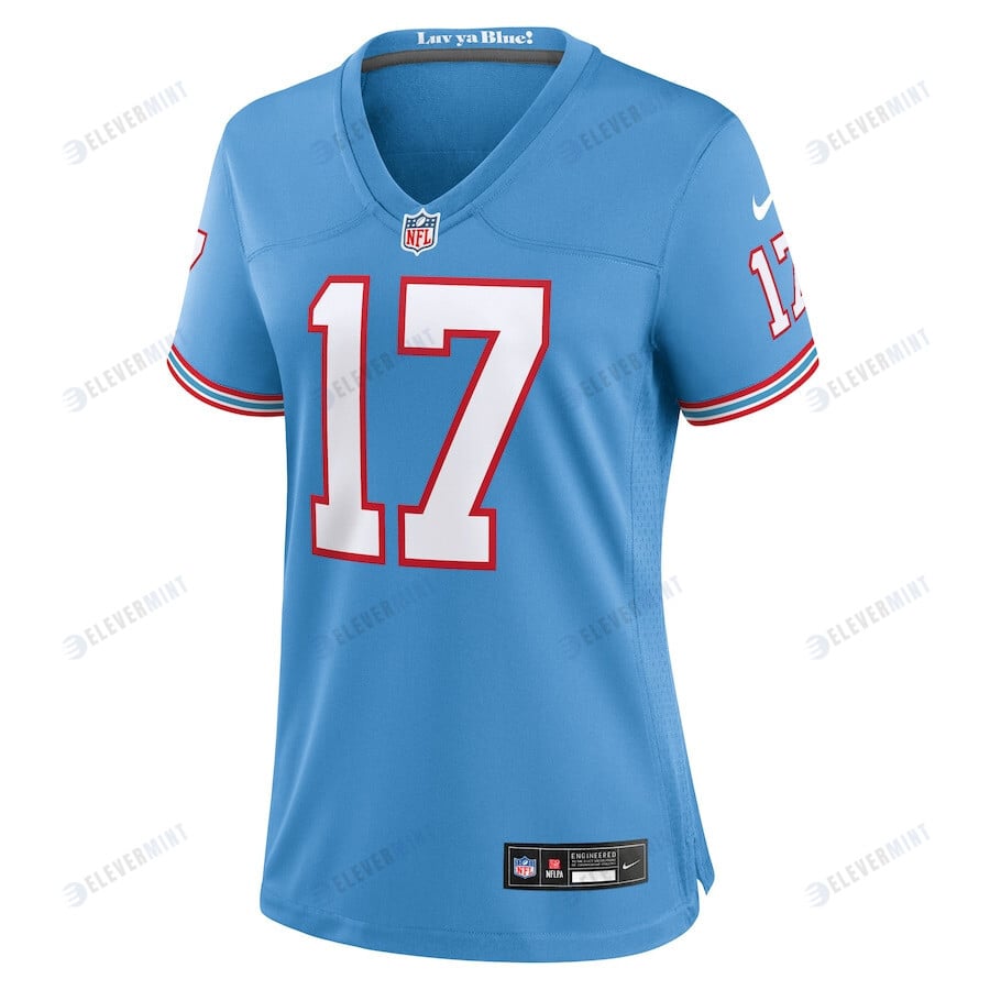 Ryan Tannehill 17 Tennessee Titans Oilers Throwback Alternate Game Women Jersey - Light Blue