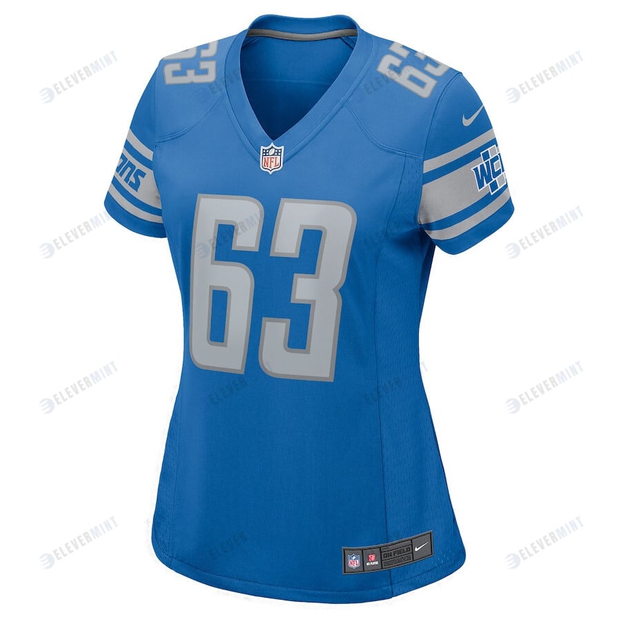 Max Pircher 63 Detroit Lions Women's Team Game Jersey - Blue