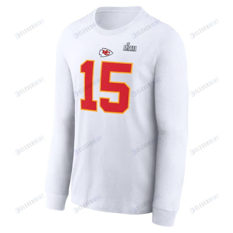 Patrick Mahomes Kansas City Chiefs Super Bowl LVII Long Sleeve T-Shirt - White