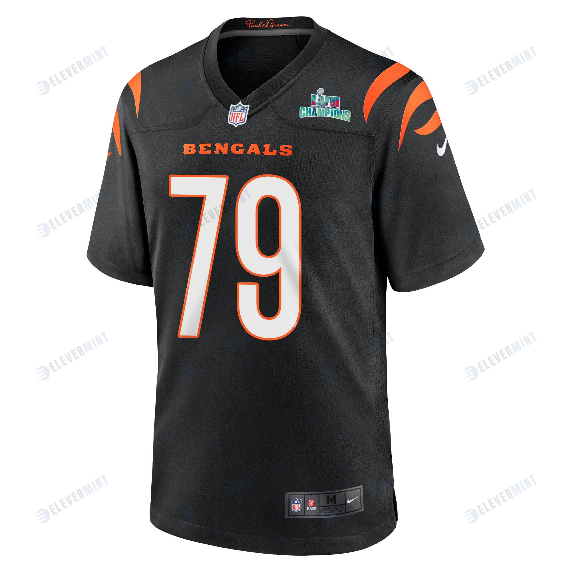 Jackson Carman 79 Cincinnati Bengals Super Bowl LVII Champions Men Game Jersey - Black