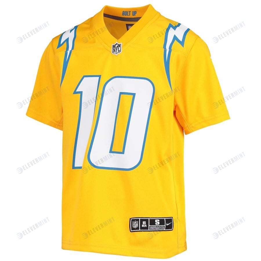 Justin Herbert 10 Los Angeles Chargers Youth Inverted Team Game Jersey - Gold