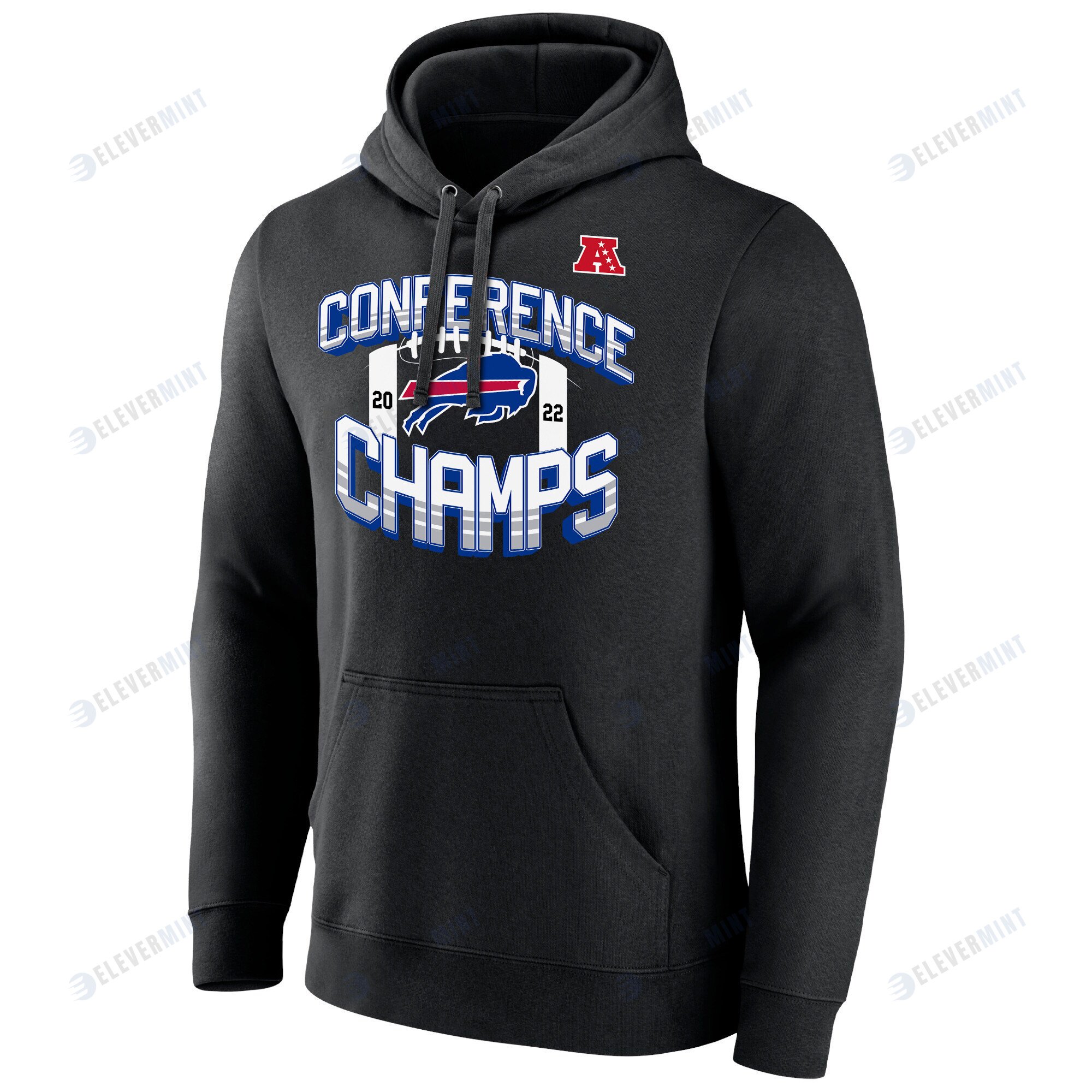 Buffalo Bills 2022 AFC Conference Champions Icon Bold Pullover Hoodie - Black