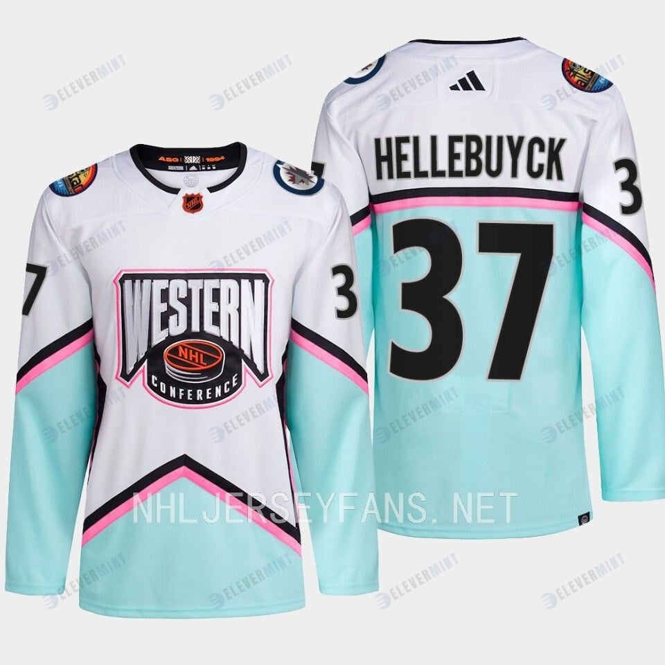 Connor Hellebuyck 37 Winnipeg Jets 2023 All-Star Game Jersey White Equipment