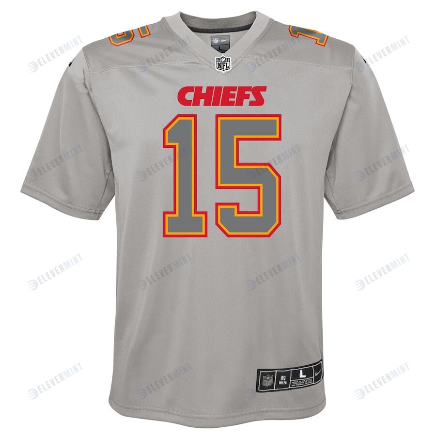 Patrick Mahomes 15 Kansas City Chiefs Youth Atmosphere Game Jersey - Gray
