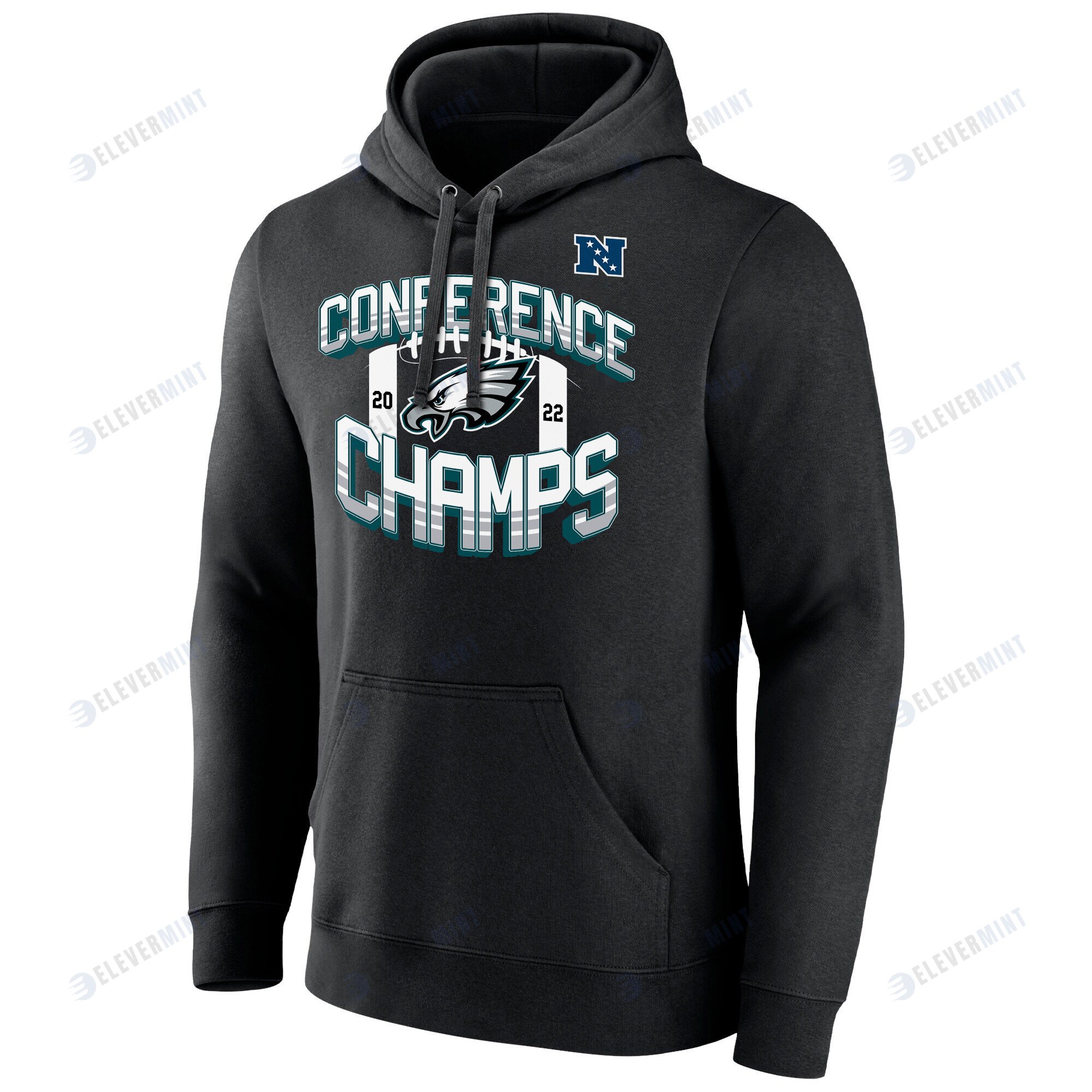 Philadelphia Eagles 2022 NFC Conference Champions Icon Bold Pullover Hoodie - Black