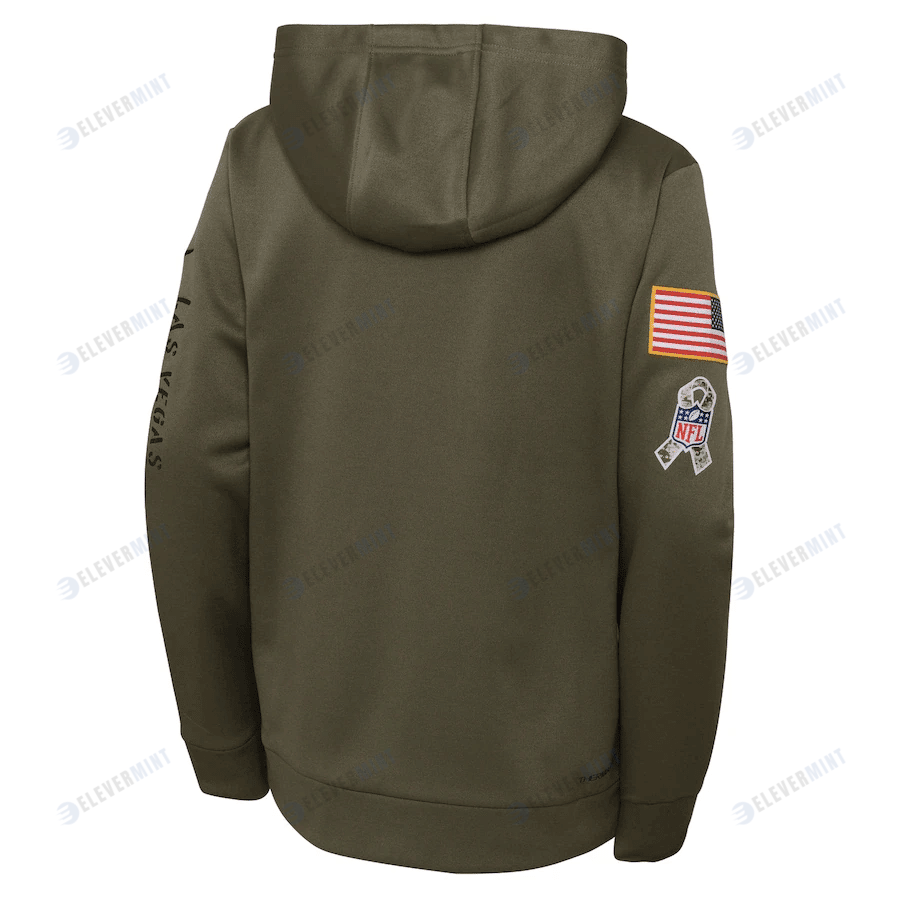 Las Vegas Raiders Youth 2022 Salute To Service Performance Pullover Hoodie - Olive