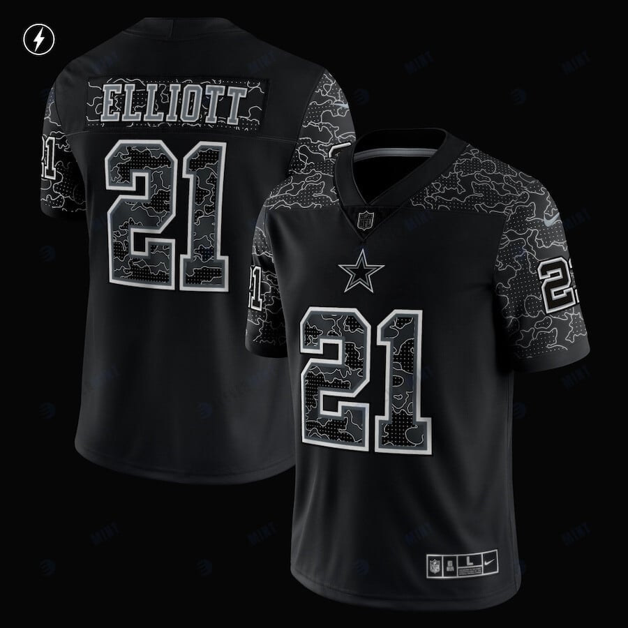 Ezekiel Elliott 21 Dallas Cowboys RFLCTV Limited Jersey - Black