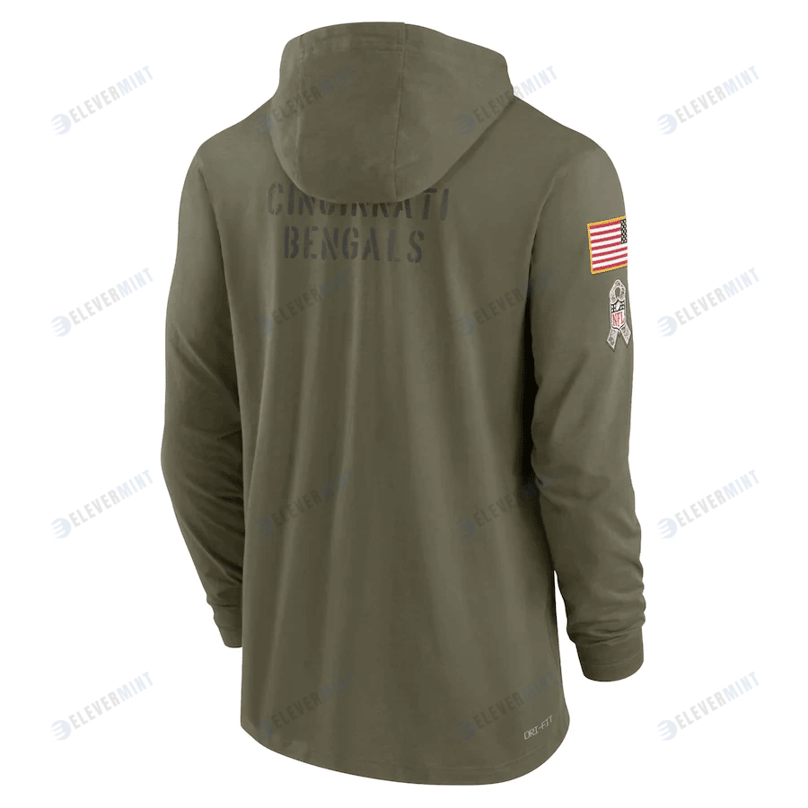 Men Cincinnati Bengals 2022 Salute to Service Tonal Pullover Hoodie - Olive