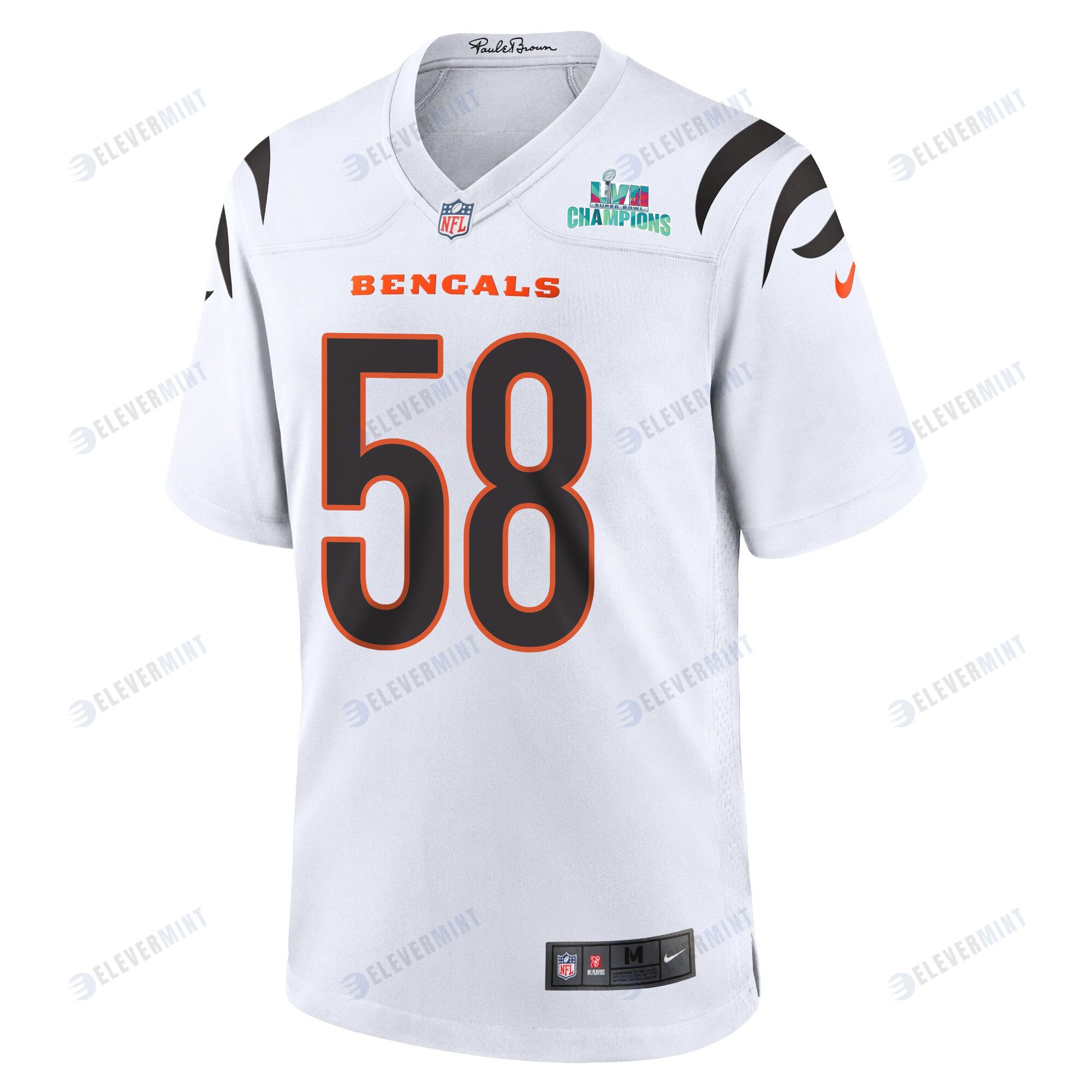 Joseph Ossai 58 Cincinnati Bengals Super Bowl LVII Champions Men Game Jersey - White