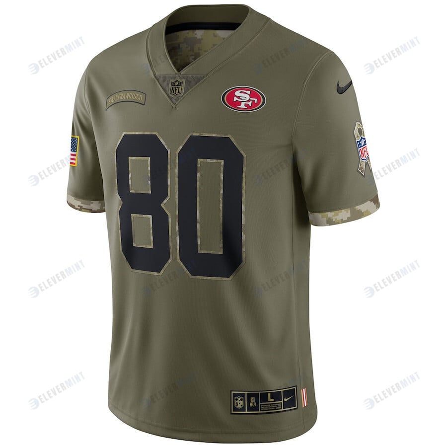 Jerry Rice San Francisco 49ers 2022 Salute To Service Retired Player Limited Jersey - Olive