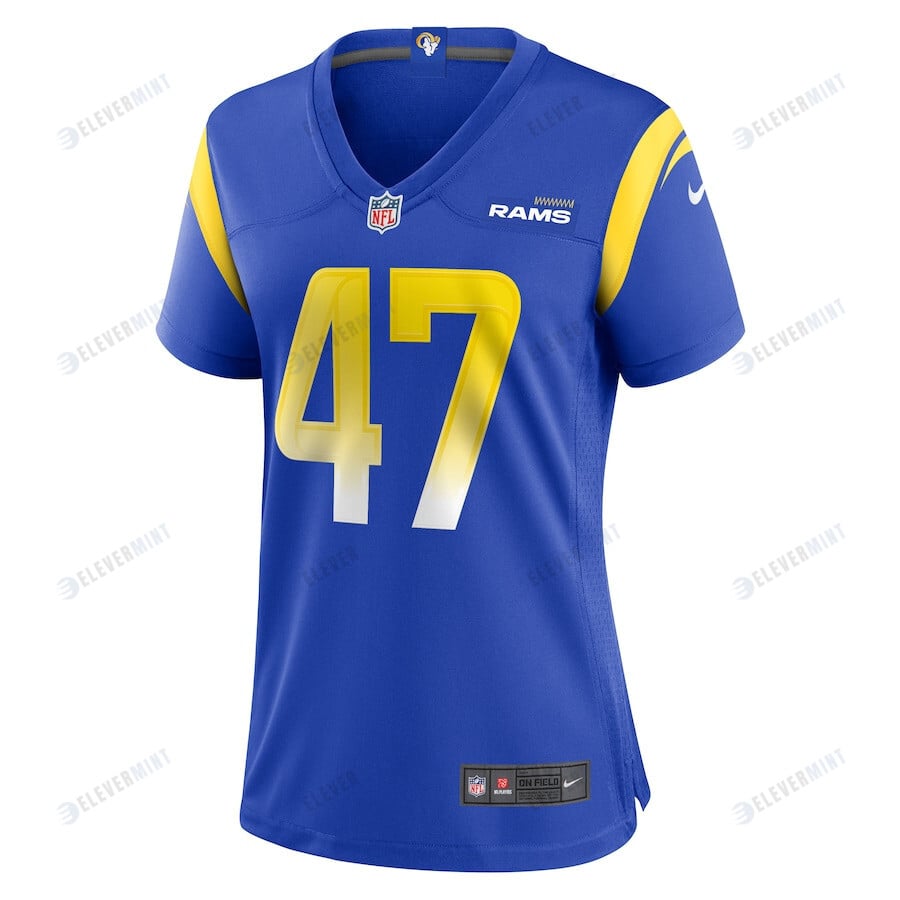 Alex Ward 47 Los Angeles Rams Game Women Jersey - Royal