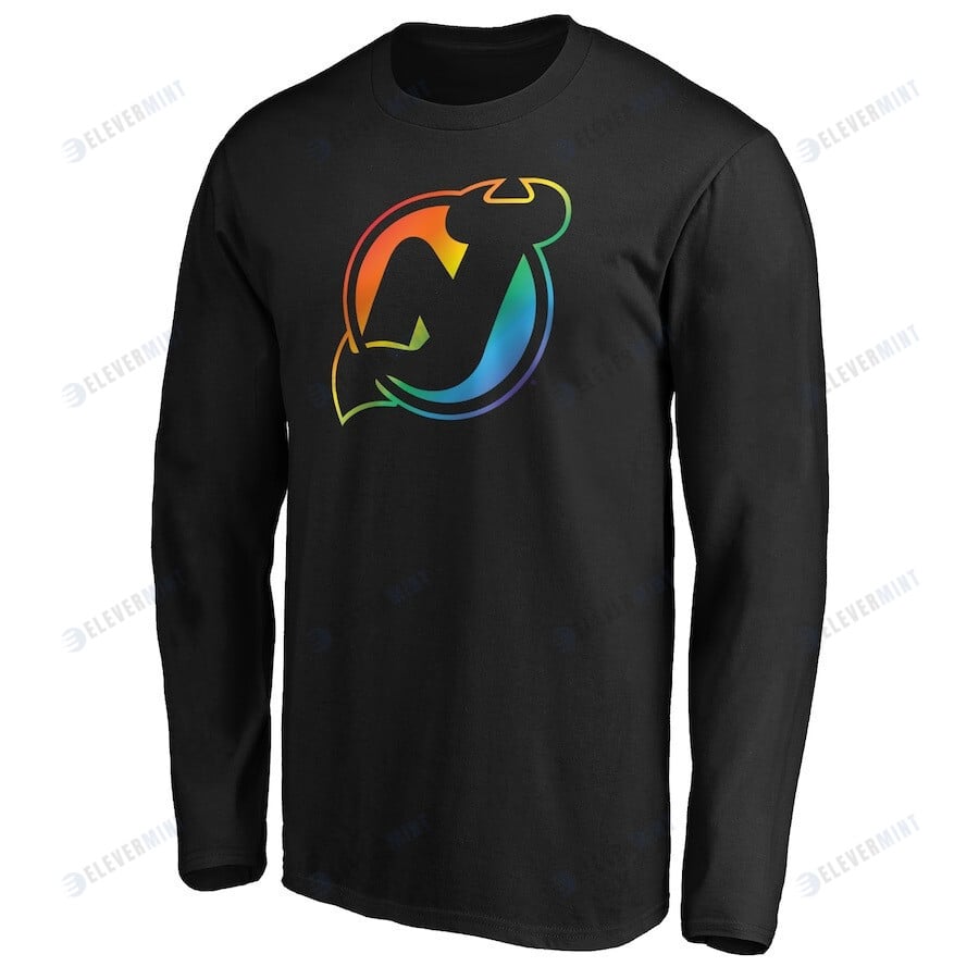 New Jersey Devils Team Pride Logo Long Sleeve T-Shirt - Black