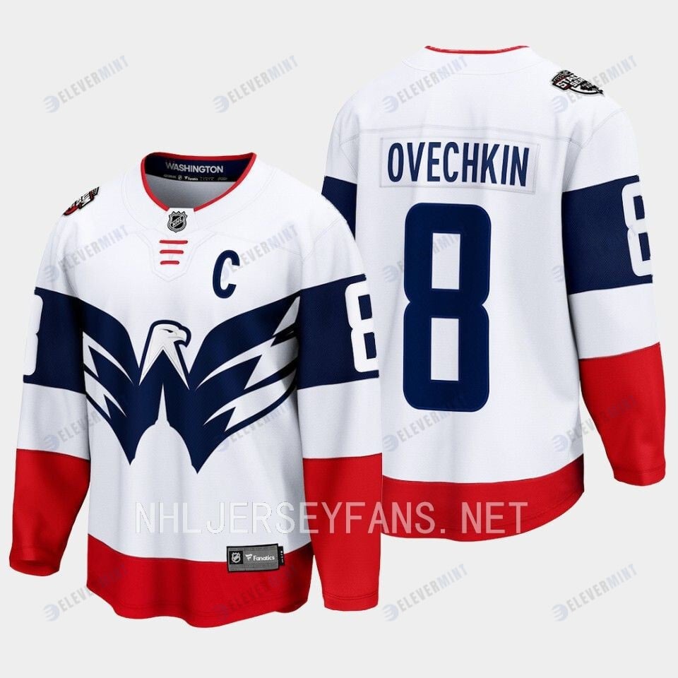 Alexander Ovechkin 8 Washington Capitals 2023 Jersey Stadium White Primegreen