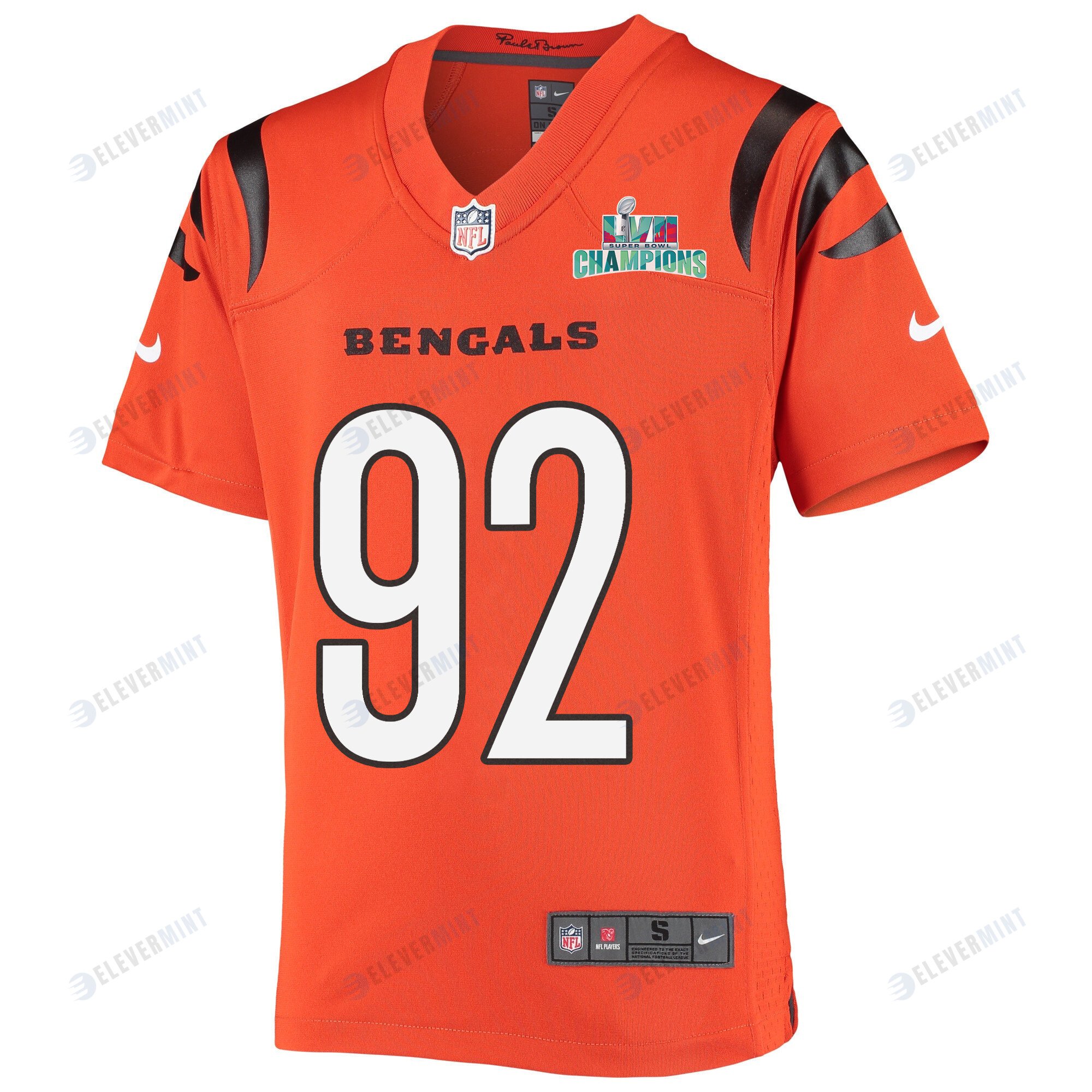 B.J. Hill 92 Cincinnati Bengals Super Bowl LVII Champions Youth Alternate Game Jersey - Orange