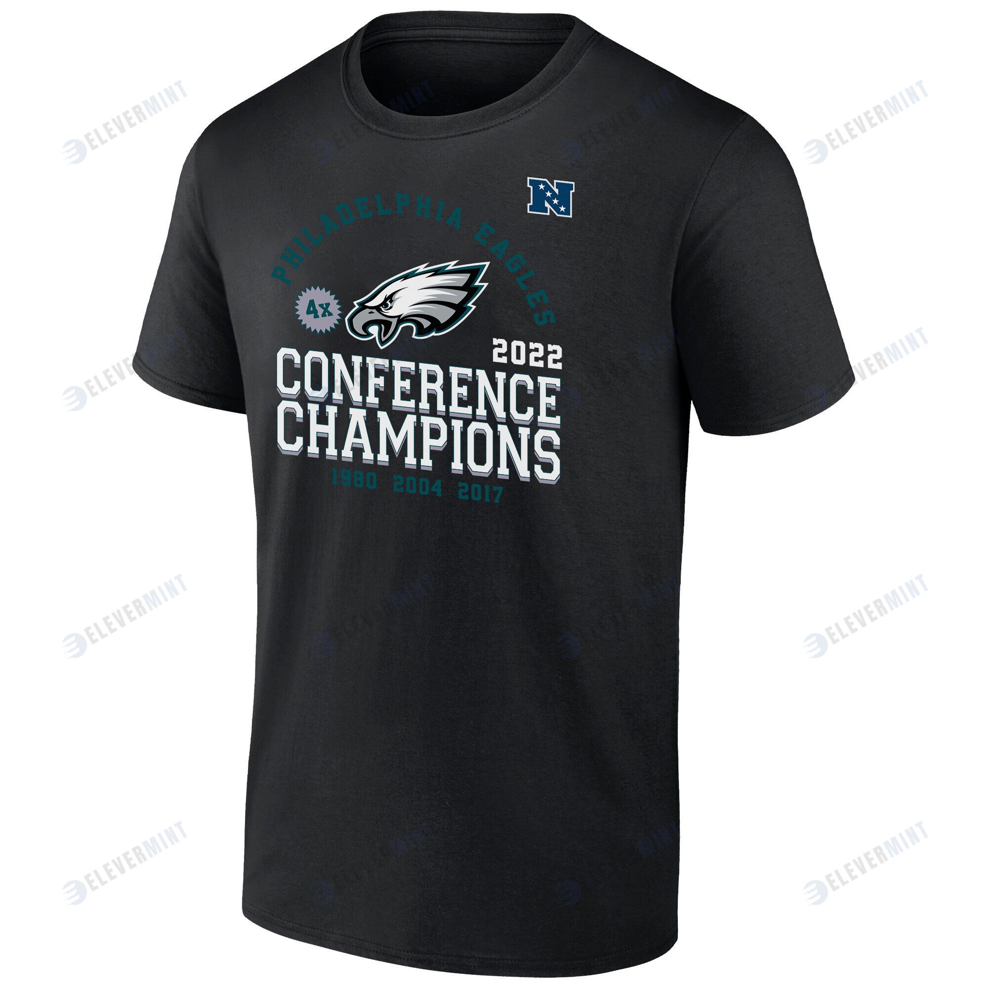 Philadelphia Eagles 2022 Four-Time NFC Conference Champions T-Shirt - Black