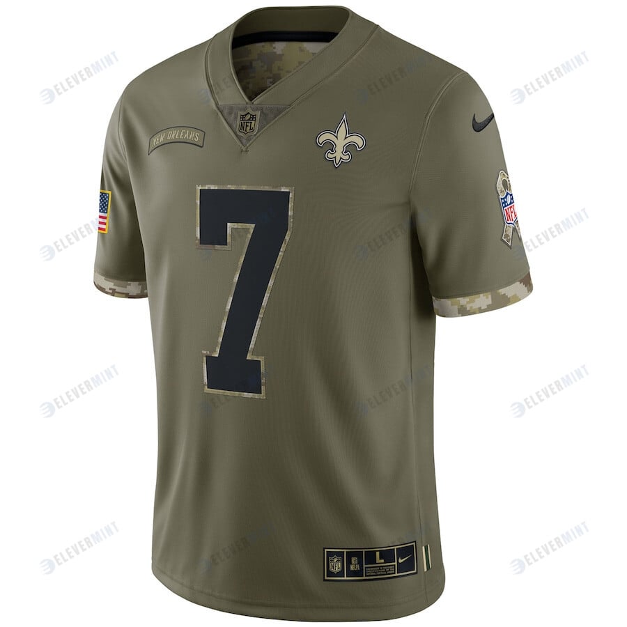 Taysom Hill New Orleans Saints 2022 Salute To Service Limited Jersey - Olive