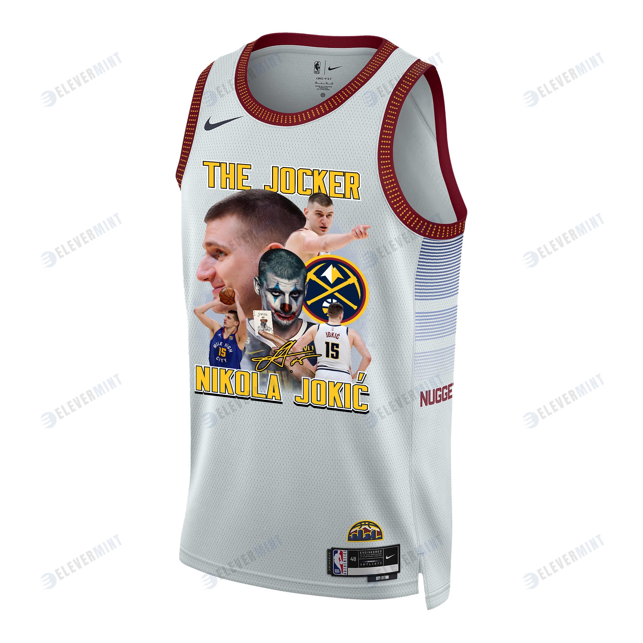Nikola Jokic 15 Denver Nuggets Joker's Magic 2023 NBA Champions Swingman Jersey - White