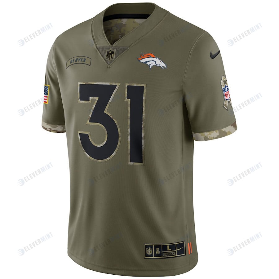 Justin Simmons Denver Broncos 2022 Salute To Service Limited Jersey - Olive