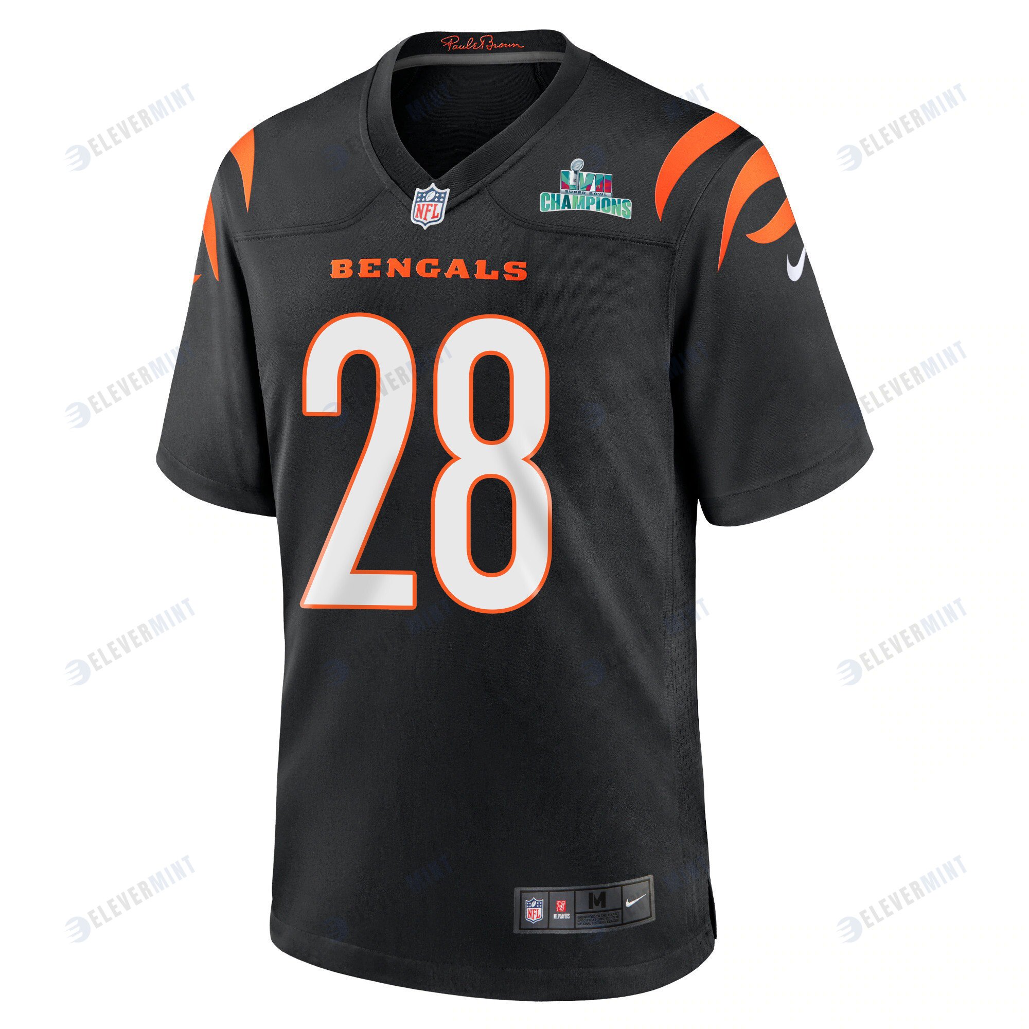 Joe Mixon 28 Cincinnati Bengals Super Bowl LVII Champions Men Game Jersey - Black