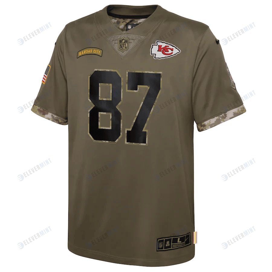 Travis Kelce Kansas City Chiefs Youth 2022 Salute To Service Player Limited Jersey