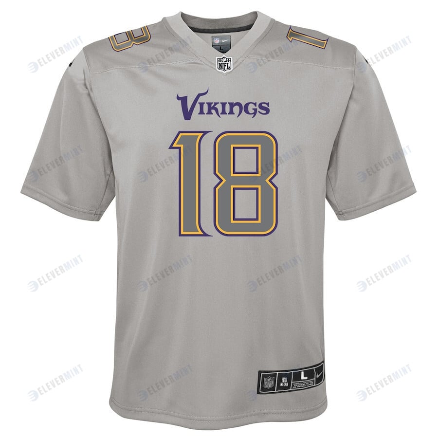 Justin Jefferson 18 Minnesota Vikings Youth Atmosphere Game Jersey - Gray