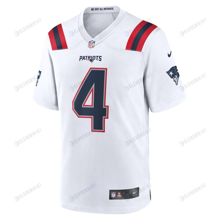 Bailey Zappe 4 New England Patriots Game Player Jersey - White