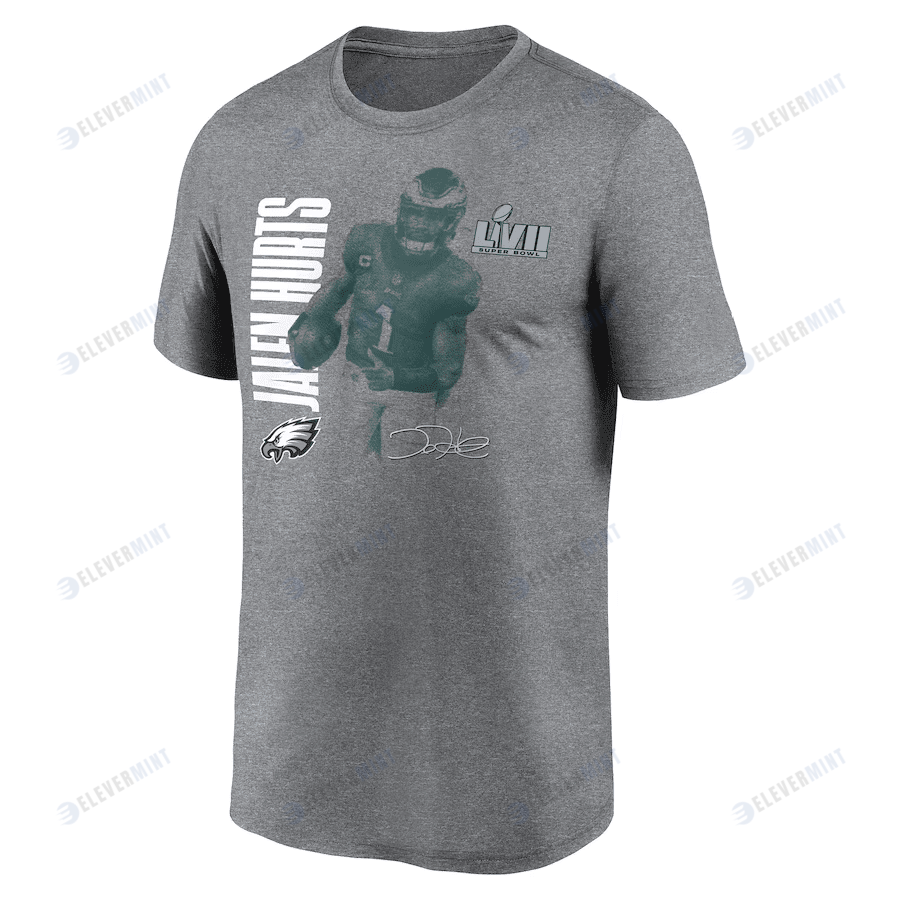 Jalen Hurts Philadelphia Eagles Super Bowl LVII Graphic T-Shirt - Heather Gray