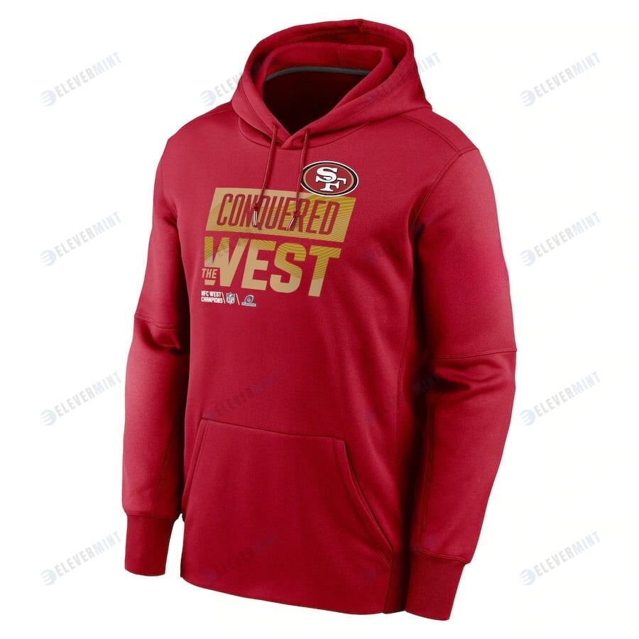 San Francisco 49ers 2022 NFC West Division Champions Locker Room Trophy Collection Pullover Hoodie - Scarlet