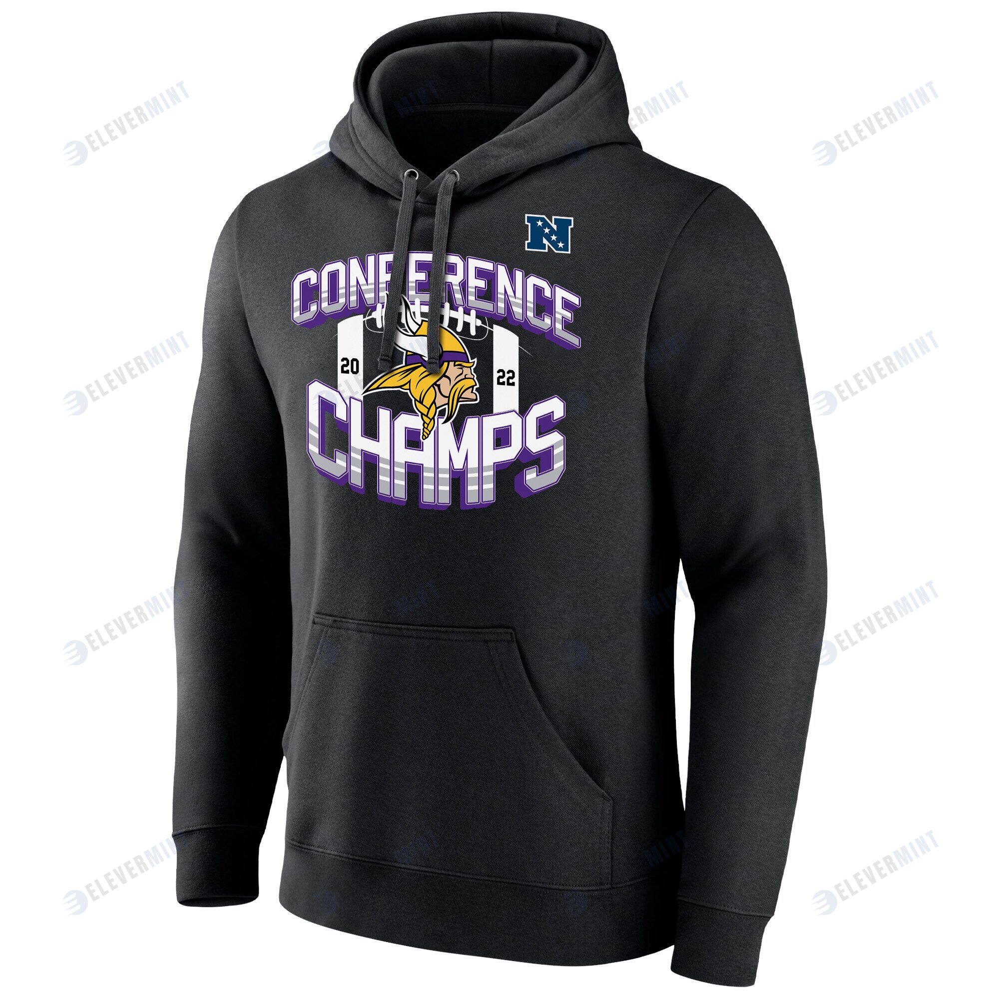 Minnesota Vikings 2022 NFC Conference Champions Icon Bold Pullover Hoodie - Black