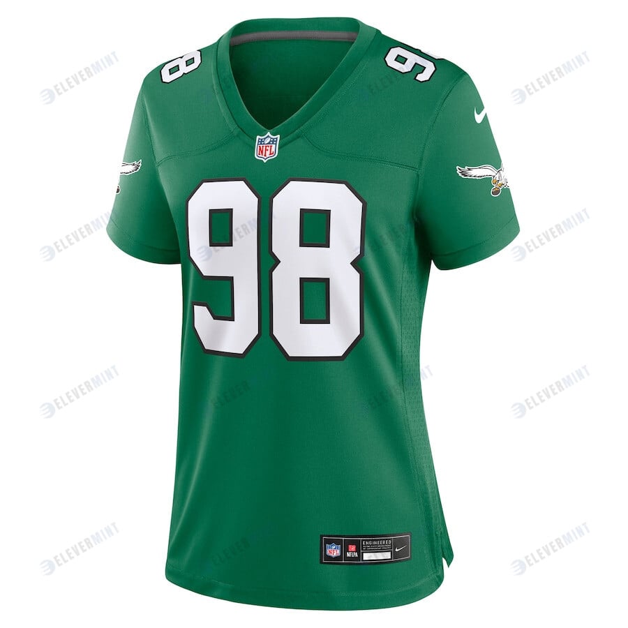 Jalen Carter 98 Philadelphia Eagles Women Alternate Game Jersey - Kelly Green