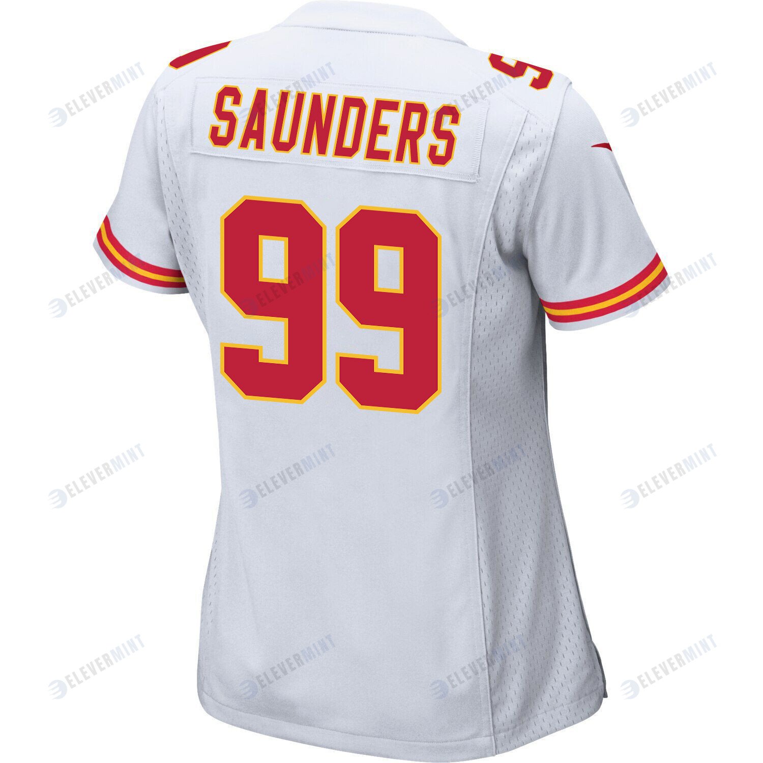 Khalen Saunders 99 Kansas City Chiefs Super Bowl LVII Champions 3 Stars Women Game Jersey - White