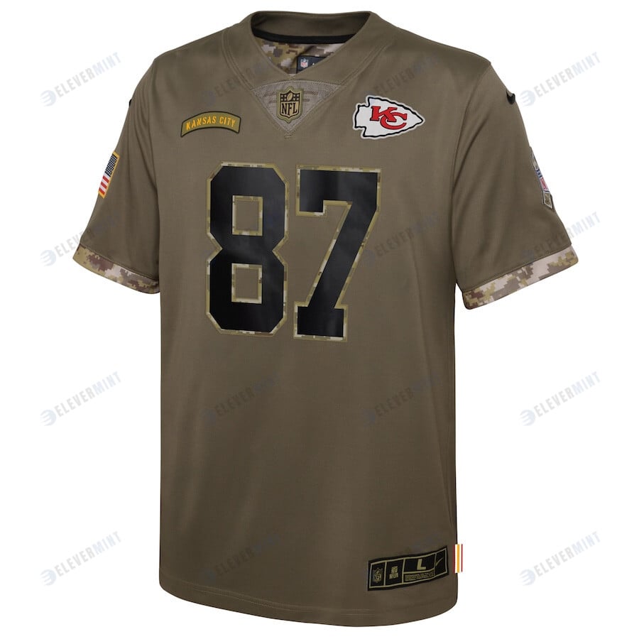 Travis Kelce Kansas City Chiefs 2022 Salute To Service Player Limited Jersey - Olive