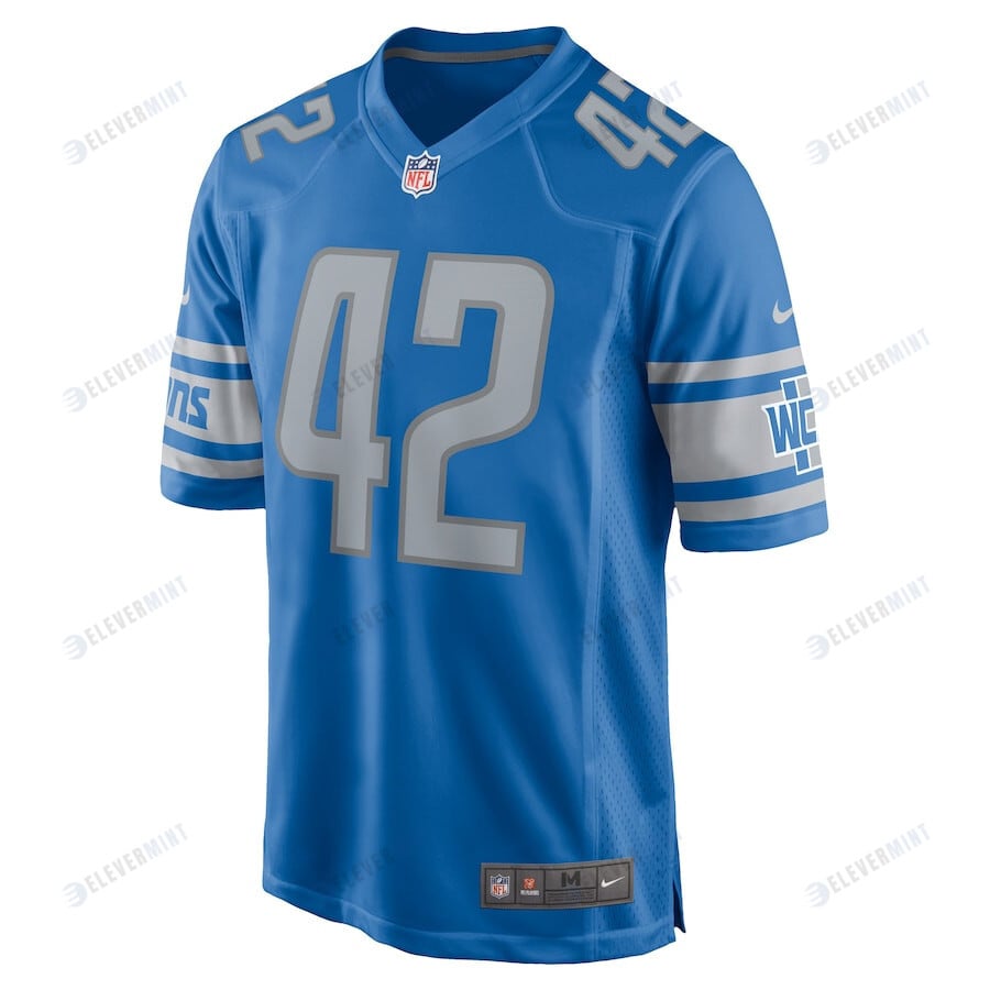 Justin Jackson 42 Detroit Lions Player Game Jersey - Blue