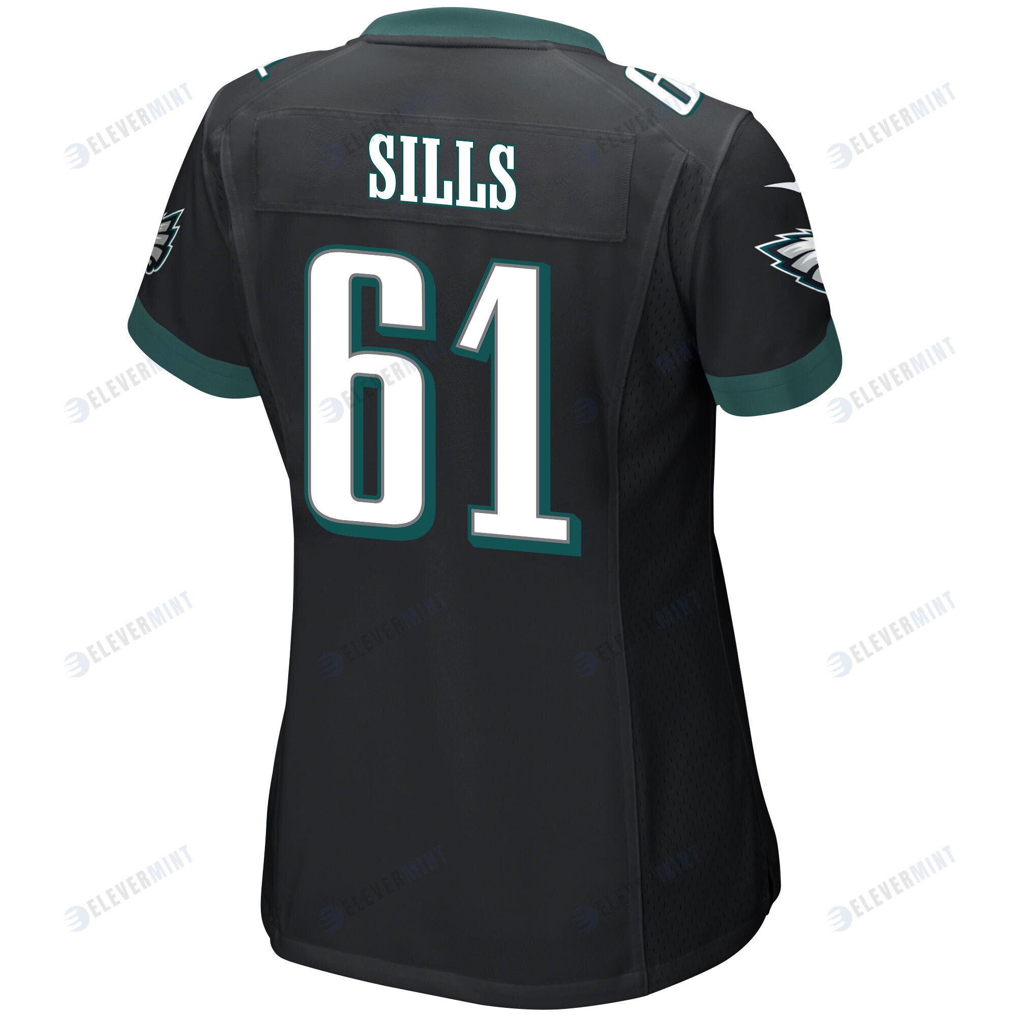 Josh Sills 61 Philadelphia Eagles Super Bowl LVII Champions Women Game Jersey - Black
