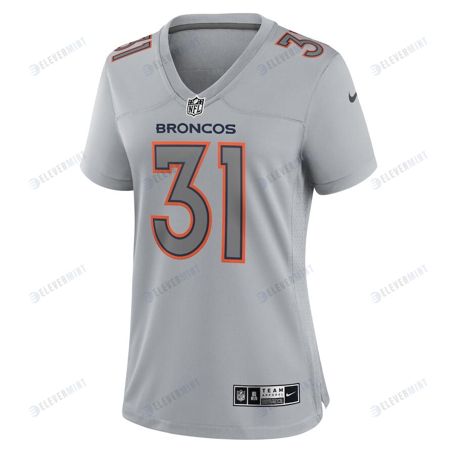 Justin Simmons 31 Denver Broncos Women's Atmosphere Fashion Game Jersey - Gray