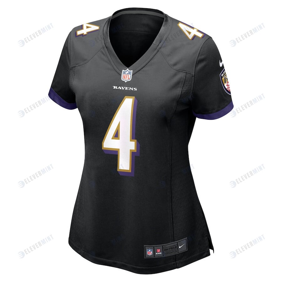 Zay Flowers 4 Baltimore Ravens Women's Team Game Jersey - Black