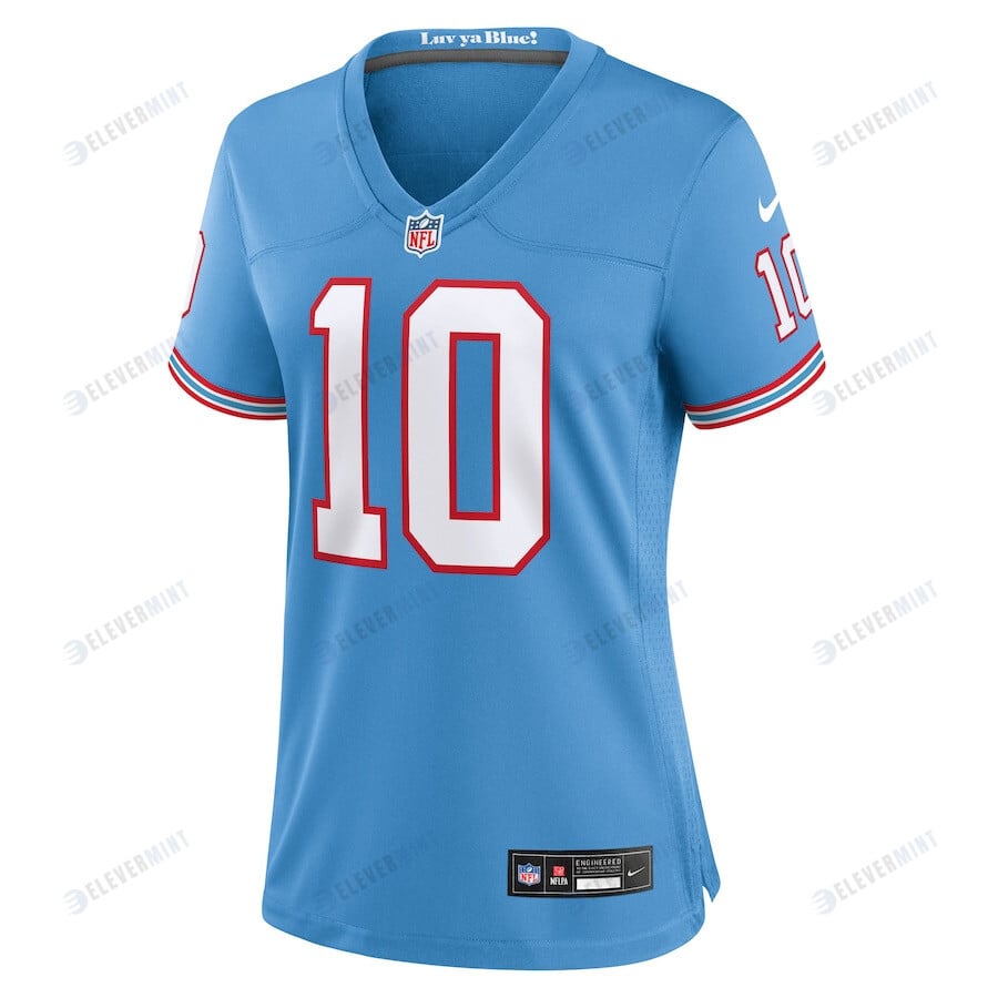 DeAndre Hopkins 10 Tennessee Titans Oilers Throwback Alternate Game Women Jersey - Light Blue