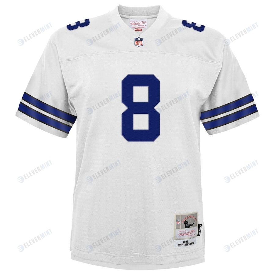 Troy Aikman 8 Dallas Cowboys Mitchell & Ness Youth Retired Player Legacy Jersey - White